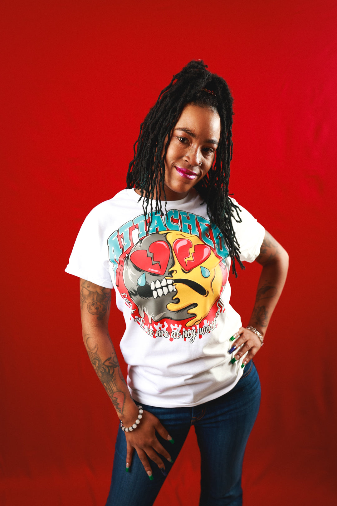 Attached Emoji White Tee