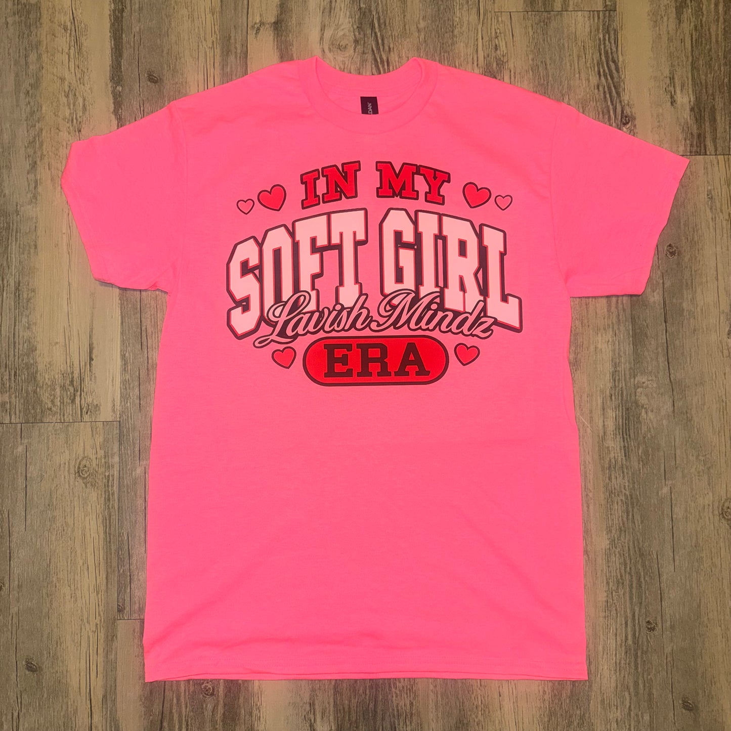 Soft Girl Era Tee “Hot Pink w/Red