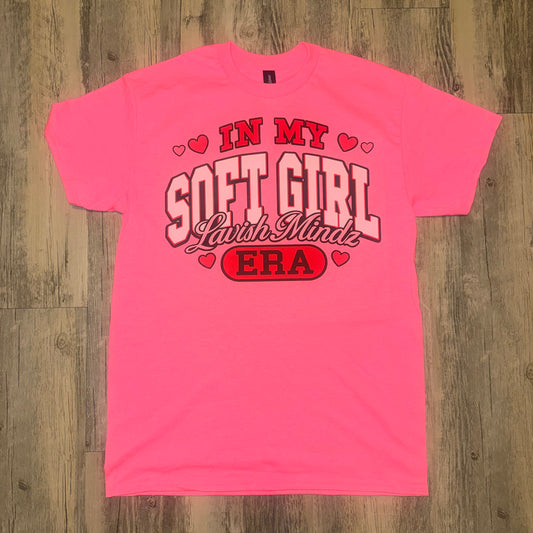 Soft Girl Era Tee “Hot Pink w/Red