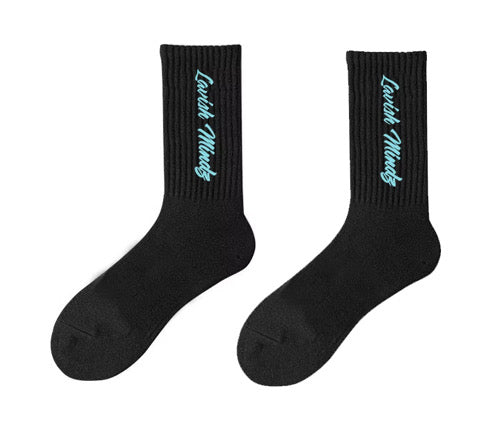 Lavish Mindz Socks “Black w/Light Blue”