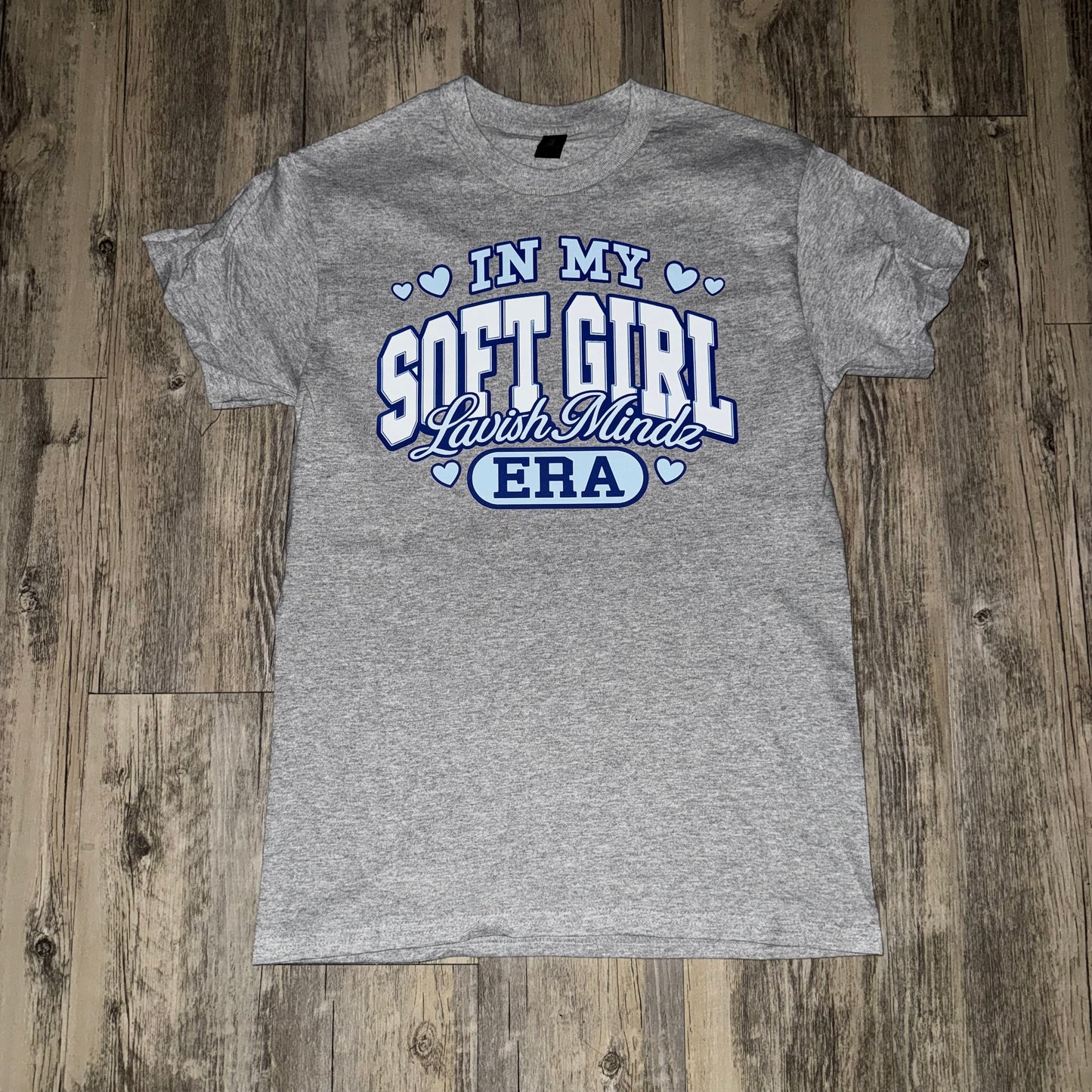 Soft Girl Era Tee “Grey w/Blue”