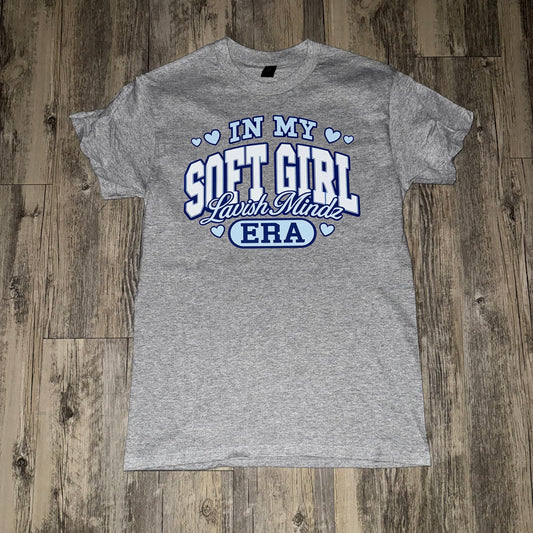 Soft Girl Era Tee “Grey w/Blue”