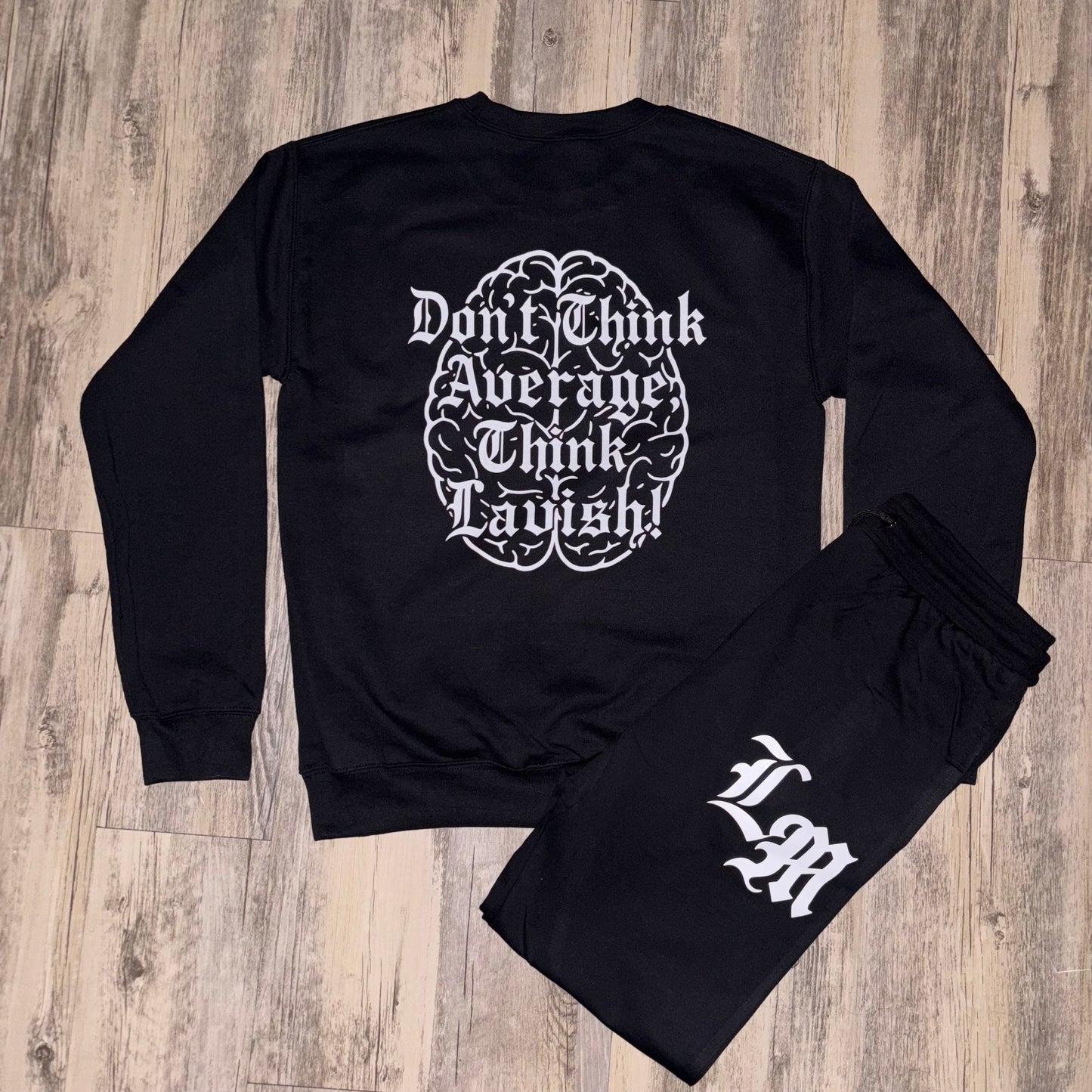 Gothic Letters LM w/brain Sweatshirt Set “Black”