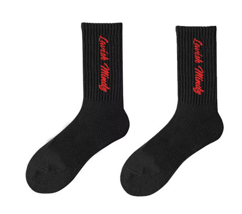 Lavish Mindz Socks “Black w/Red”