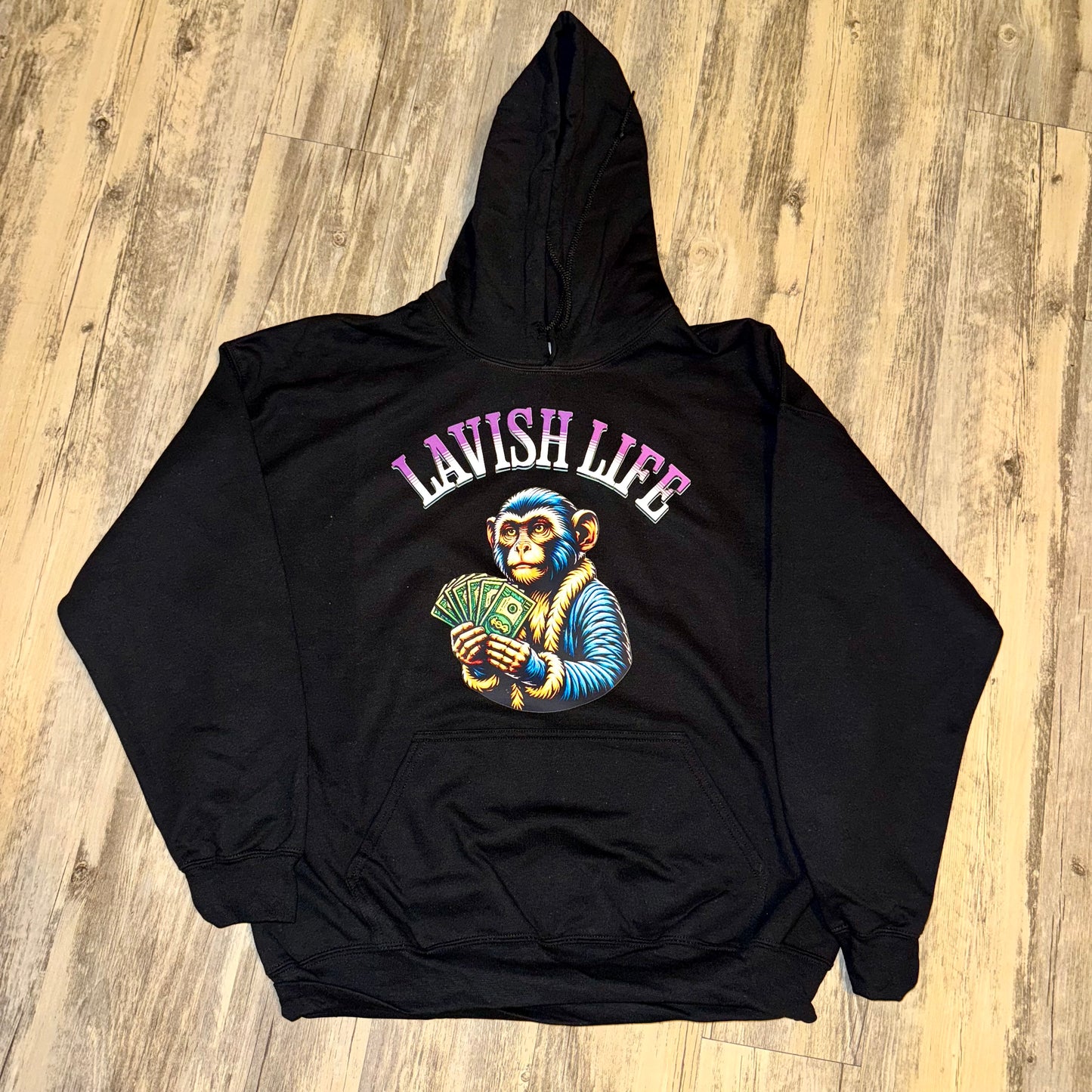 Lavish Life Monkey Hoodie “Black w/Purple-White”