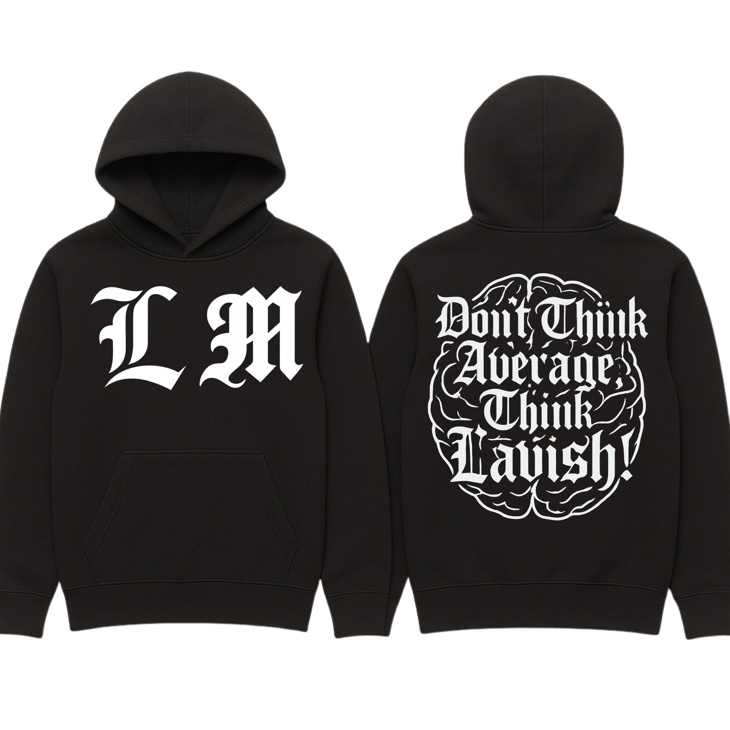 Gothic Big LM w/brain Hoodie “Black”