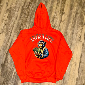Lavish Life Monkey Hoodie “Orange w/Grey-White”