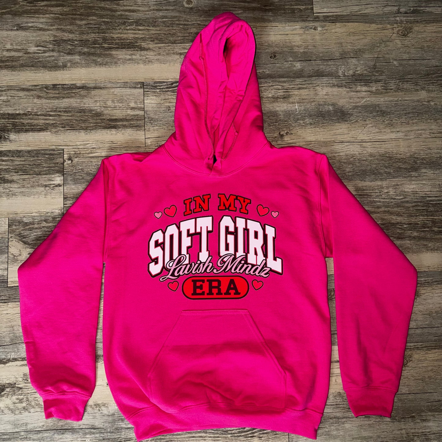 Soft Girl ERA Hoodie “Hot Pink w/Red”