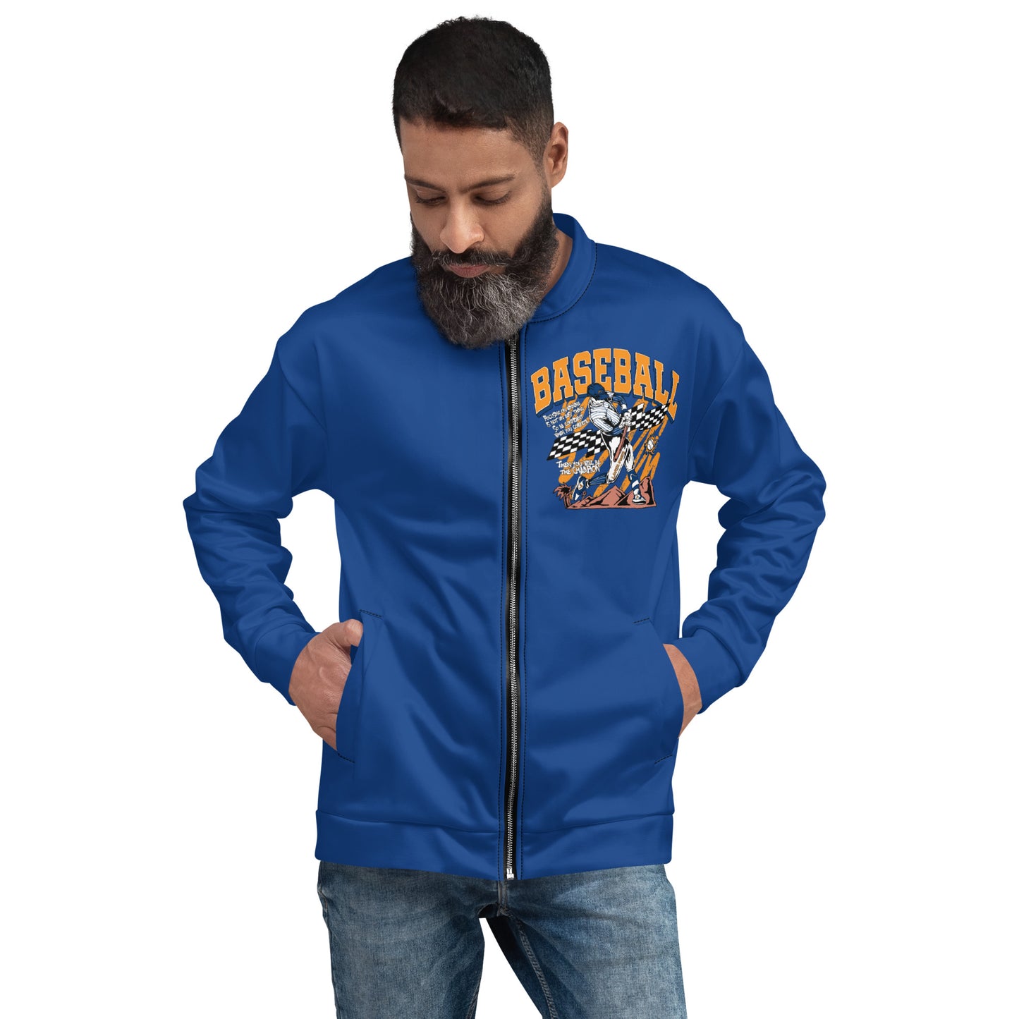 Blue Home Run Unisex Bomber Jacket